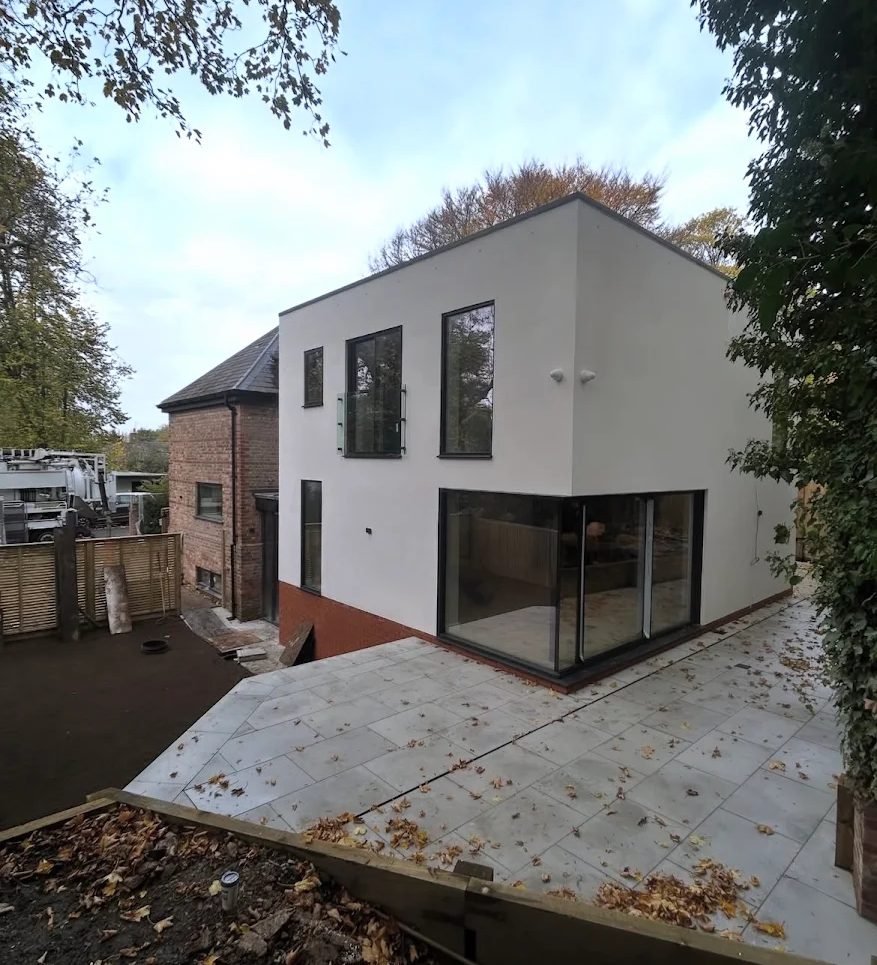 Newly rendered house in Wakefield with a smooth white finish